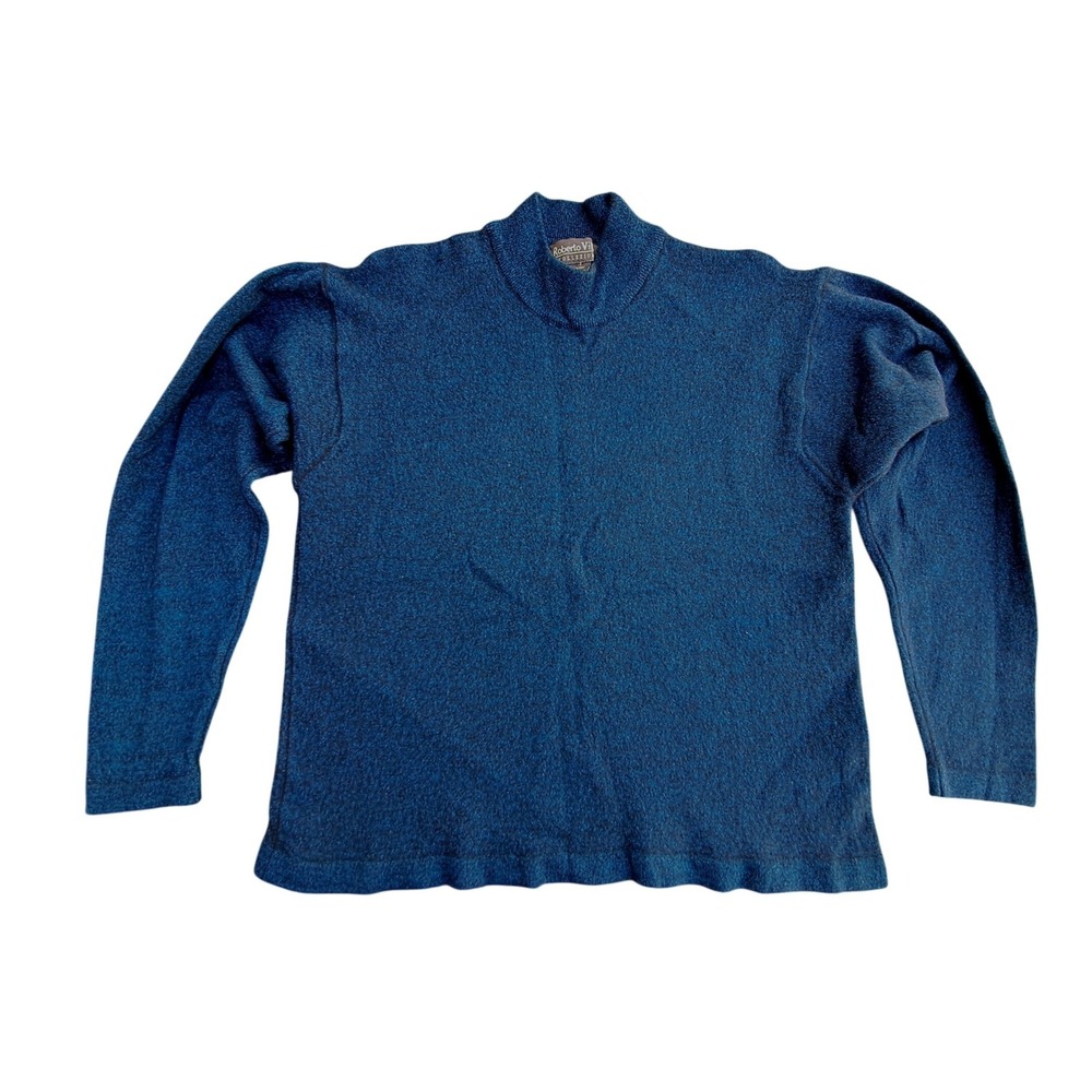 Roberto Villini Collezione Womens Blue Merino Wool Blend Mock Neck Italy Large